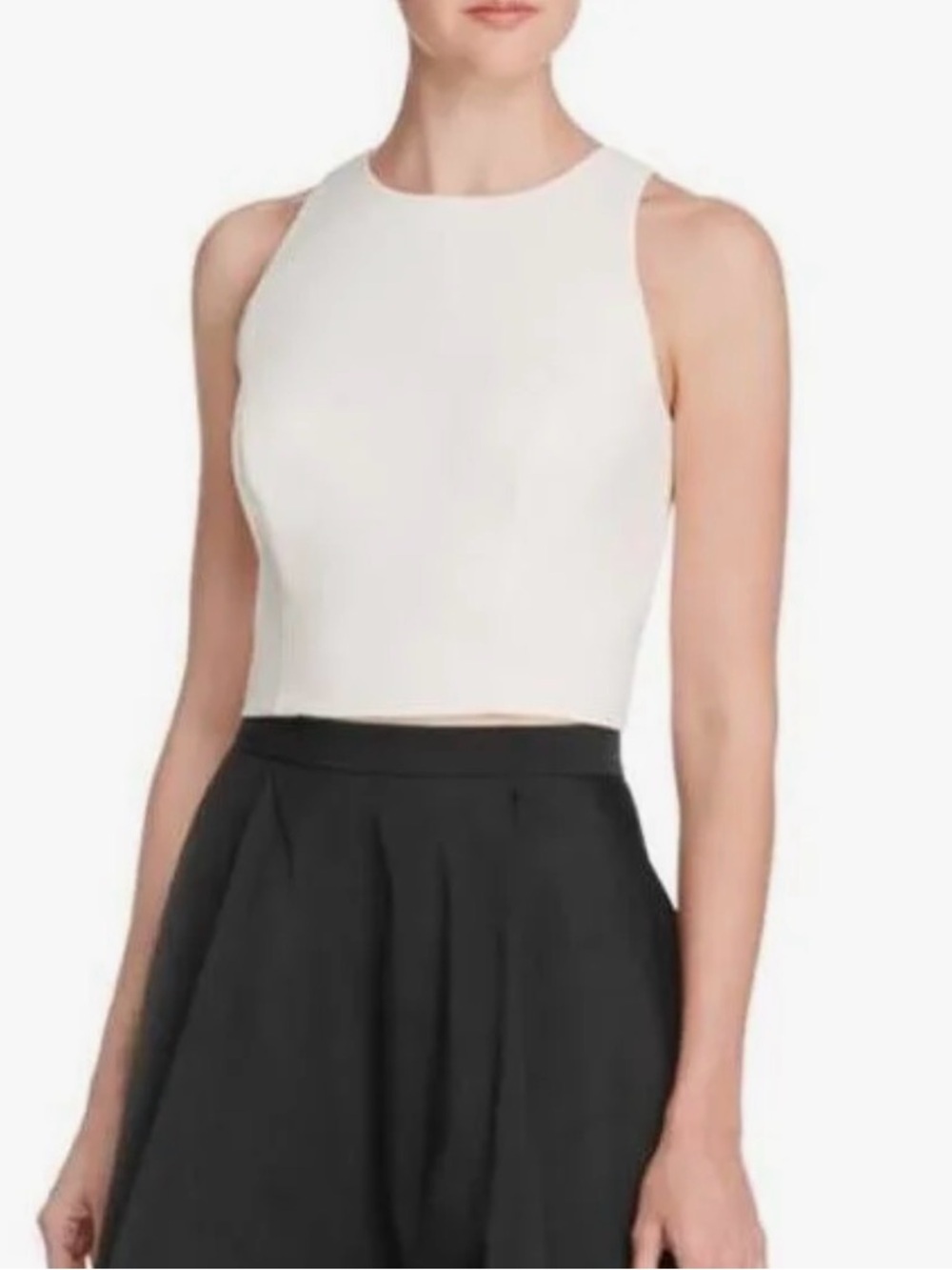 Aidan Mattox Ivory Cropped Top Size 8 Sleeveless Back Zip